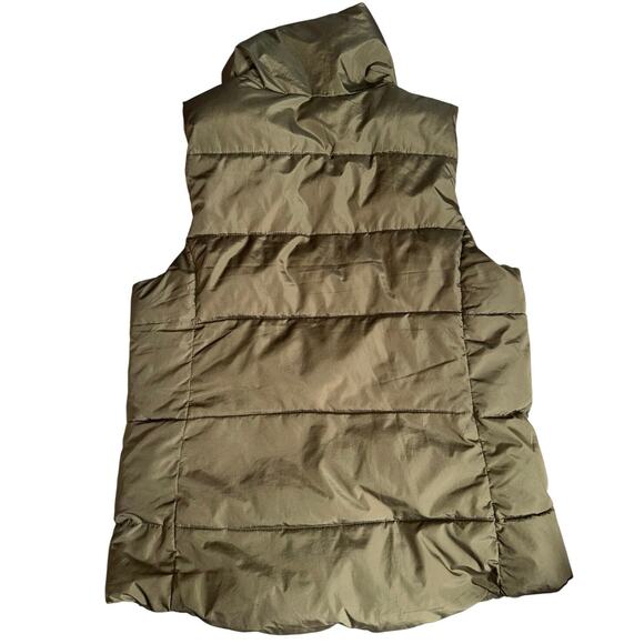 OLD NAVY womens Sm military olive green poly filled puffer vest fleece lined - Picture 3 of 3
